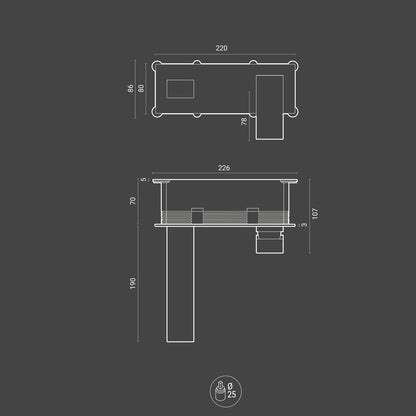 Miscelatore Lavabo incasso Square completo di corpo incasso, piastra e leva by CeramicStore | Lo specialista del tuo bagno