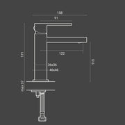Miscelatore lavabo monocomando Nero RubiFlux Square Carbon con piletta di scarico click-clack by CeramicStore | Lo specialista del tuo bagno