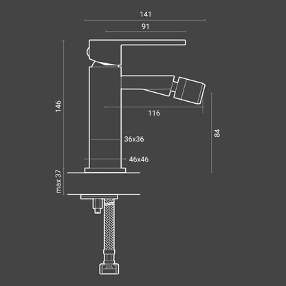 Miscelatore Bidet monocomando Nero RubiFlux Square Carbon con piletta di scarico click-clack by CeramicStore | Lo specialista del tuo bagno