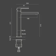 Miscelatore lavabo Alto monocomando Nero Square Carbon con piletta di scarico click-clack by CeramicStore | Lo specialista del tuo bagno