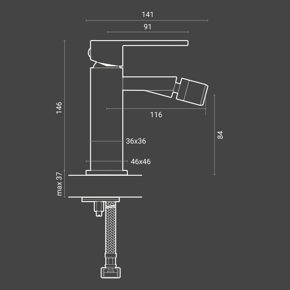 Set di miscelatori da bagno lavabo e bidet di colore nero RubiFlux Square Carbon con piletta clic clac by CeramicStore | Lo specialista del tuo bagno
