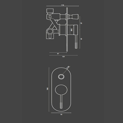 Miscelatore doccia con deviatore RubiFlux York completo di corpo incasso in ottone, piastra e leva cromati by CeramicStore | Lo specialista del tuo bagno