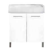 Mobile lavatoio 2 ante in materiale melaminico con lavabo in ceramica e piedini abs cromati. Variante Bianco Classico Misure cm 75x51 by CeramicStore | Lo specialista del tuo bagno