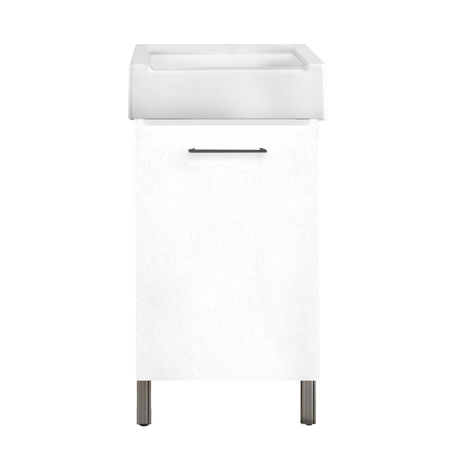 Mobile lavatoio 1 anta in materiale melaminico con lavabo in ceramica e piedini abs cromati. Variante Bianco Classico Misure cm 51x51,5 by CeramicStore | Lo specialista del tuo bagno