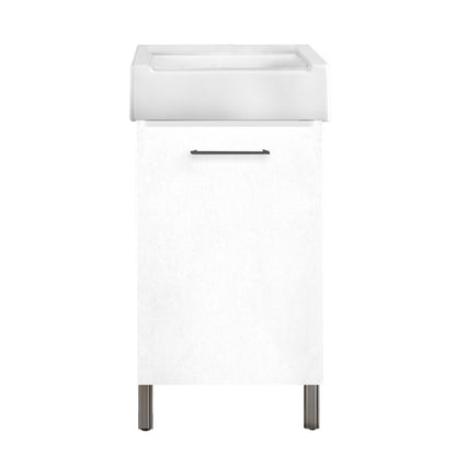 Mobile lavatoio 1 anta in materiale melaminico con lavabo in ceramica e piedini abs cromati. Variante Bianco Classico Misure cm 51x51,5 by CeramicStore | Lo specialista del tuo bagno