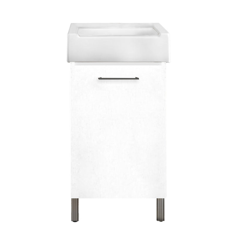 Mobile lavatoio 1 anta in materiale melaminico con lavabo in ceramica e piedini abs cromati. Variante Bianco Classico Misure cm 51x51,5 by CeramicStore | Lo specialista del tuo bagno