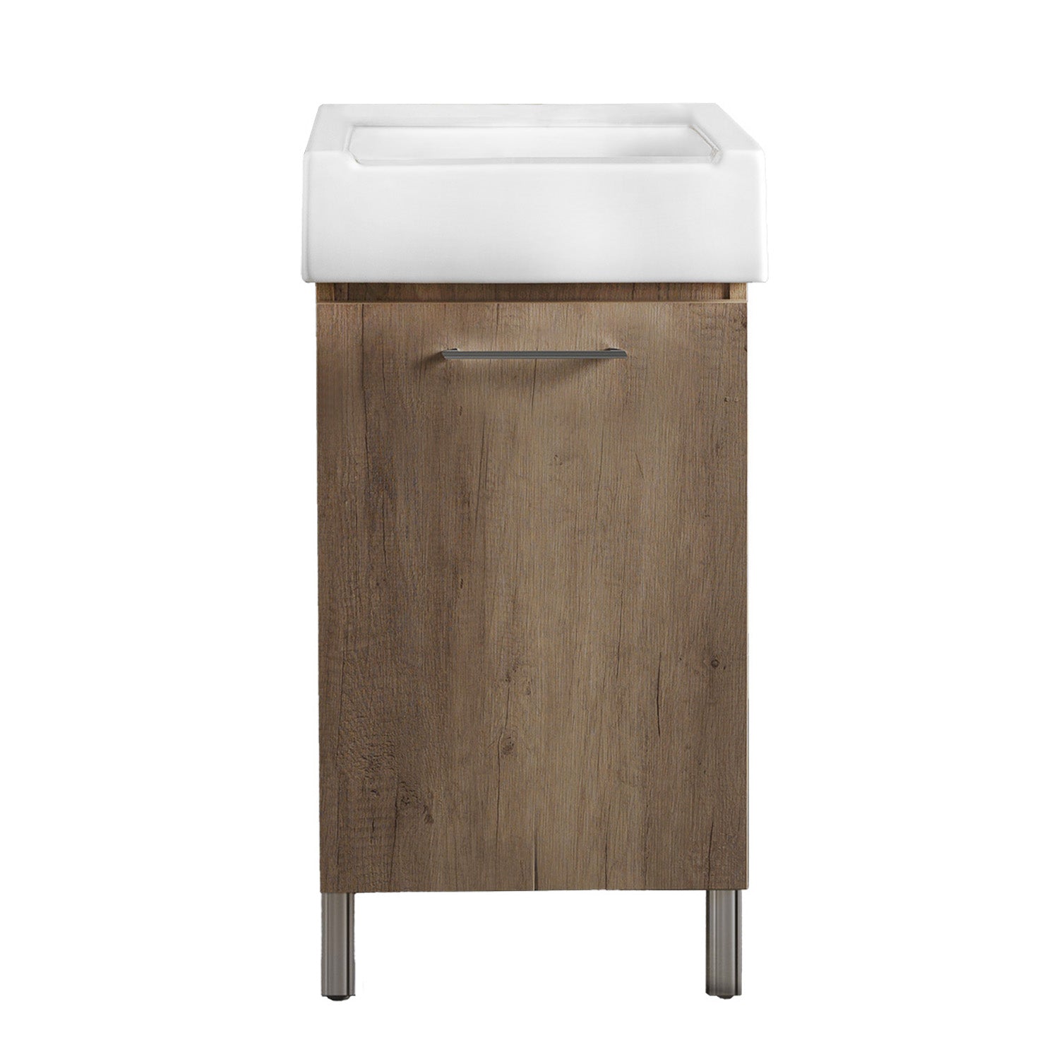 Mobile lavatoio 1 anta in materiale melaminico con lavabo in ceramica e piedini abs cromati. Variante Olmo Montano Misure cm 51x51,5 by CeramicStore | Lo specialista del tuo bagno