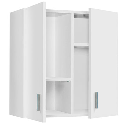 Pensile multiuso. Armadio sospeso con 2 ante e 2 ripiani estraibili. Materiale melaminico, colore bianco. by CeramicStore | Lo specialista del tuo bagno