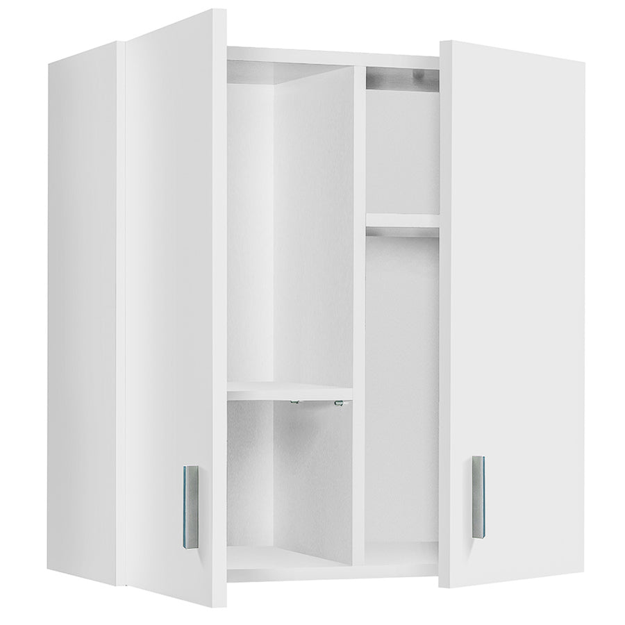 Pensile multiuso. Armadio sospeso con 2 ante e 2 ripiani estraibili. Materiale melaminico, colore bianco. by CeramicStore | Lo specialista del tuo bagno