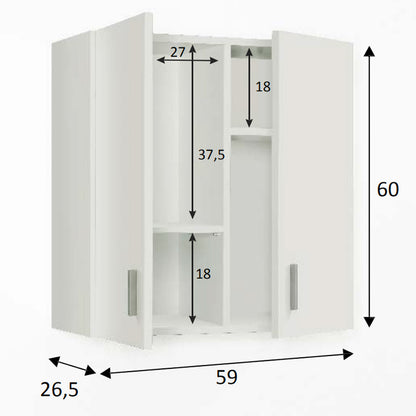 Pensile multiuso. Armadio sospeso con 2 ante e 2 ripiani estraibili. Materiale melaminico, colore bianco. by CeramicStore | Lo specialista del tuo bagno