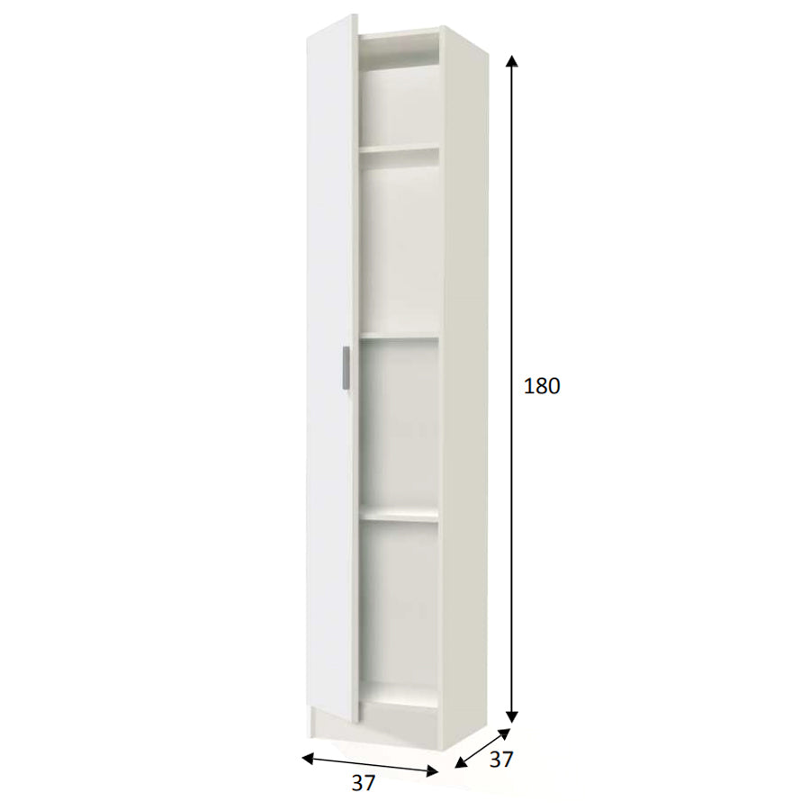 Armadio multiuso 1 anta con 3 ripiani regolabili in altezza. Materiale melaminico, colore bianco. by CeramicStore | Lo specialista del tuo bagno