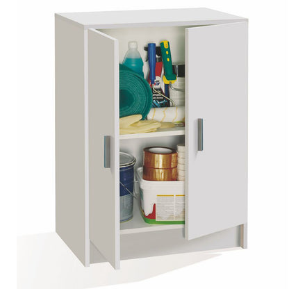 Armadio basso con 2 ante 1 ripiano regolabile in altezza. Materiale melaminico, colore bianco. by CeramicStore | Lo specialista del tuo bagno