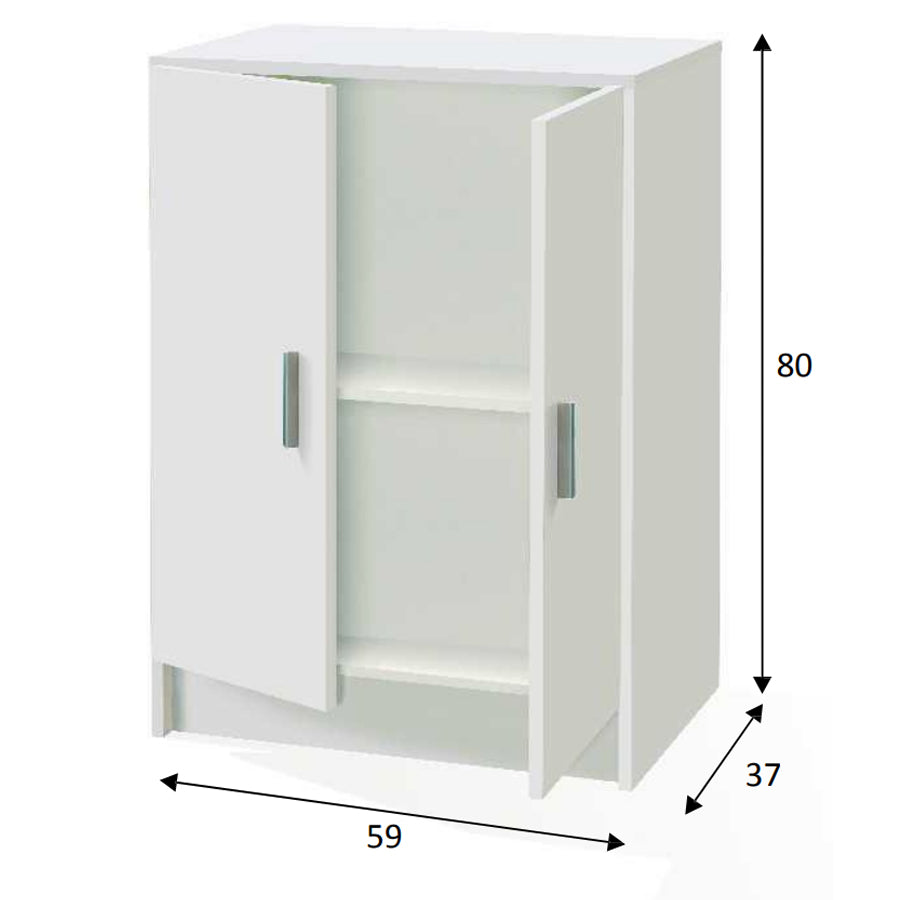 Armadio basso con 2 ante 1 ripiano regolabile in altezza. Materiale melaminico, colore bianco. by CeramicStore | Lo specialista del tuo bagno