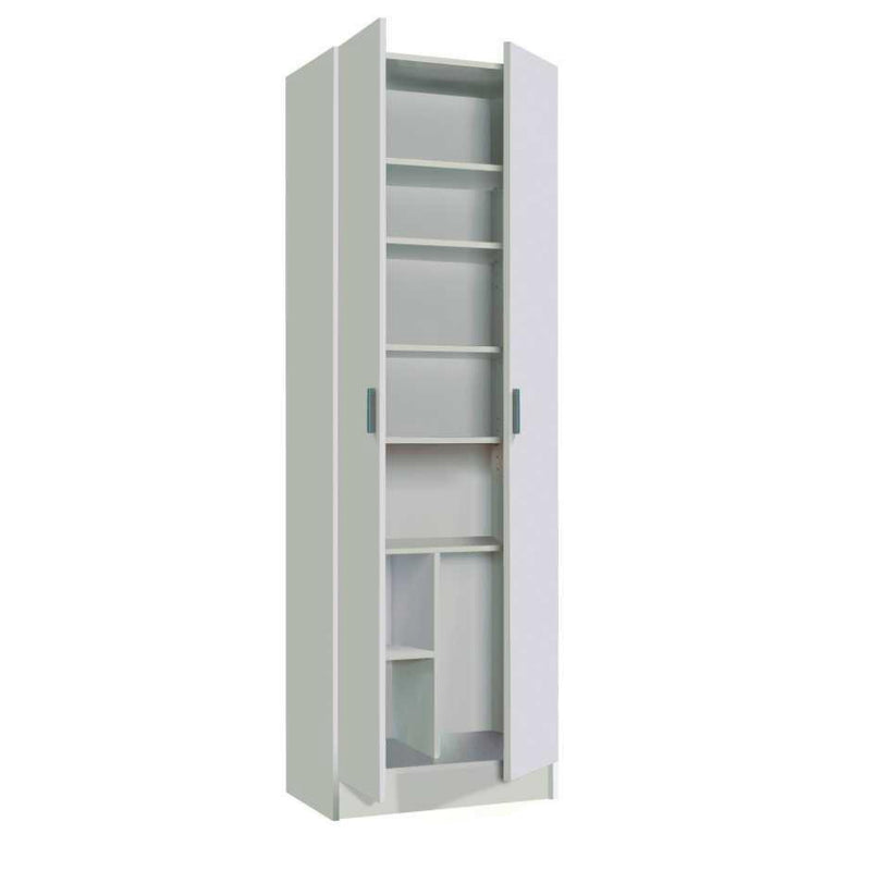 Armadio 2 ante con 5 ripiani regolabili in altezza. Materiale melaminico, colore bianco. by CeramicStore | Lo specialista del tuo bagno