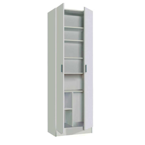 Armadio 2 ante con 5 ripiani regolabili in altezza. Materiale melaminico, colore bianco. by CeramicStore | Lo specialista del tuo bagno