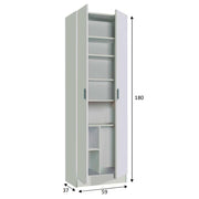 Armadio 2 ante con 5 ripiani regolabili in altezza. Materiale melaminico, colore bianco. by CeramicStore | Lo specialista del tuo bagno