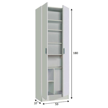 Armadio 2 ante con 5 ripiani regolabili in altezza. Materiale melaminico, colore bianco. by CeramicStore | Lo specialista del tuo bagno