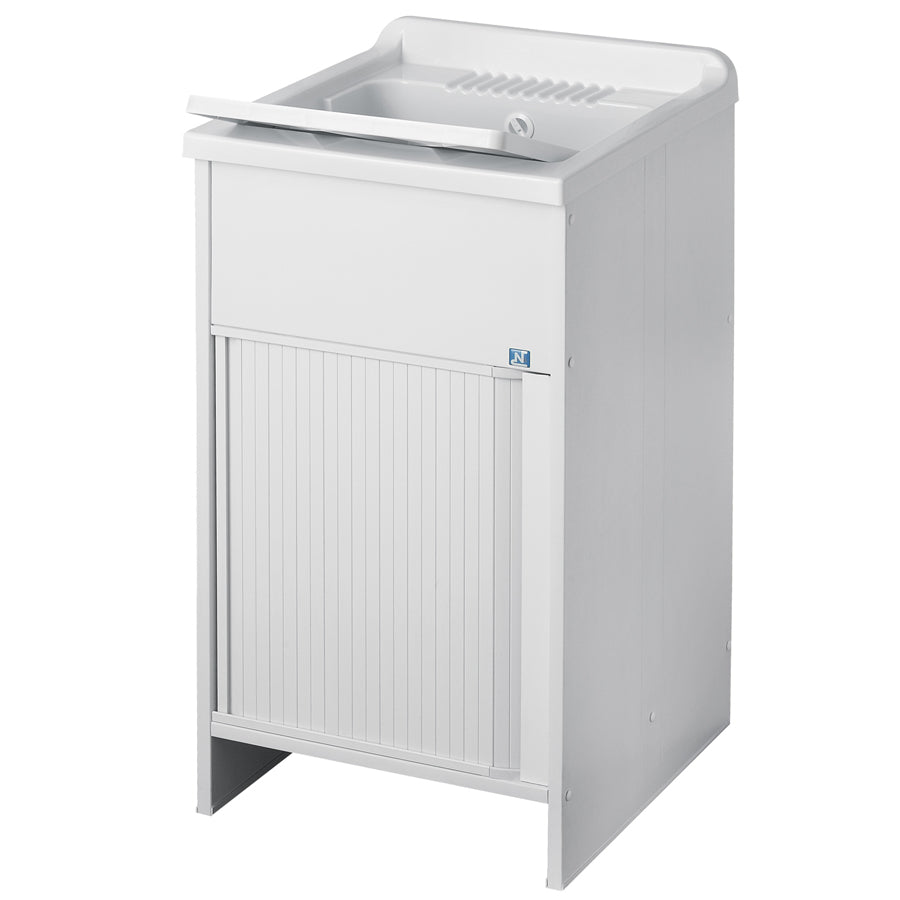Lavatoio per esterni con mobile in plastica e apertura a serrandina. Vasca in resina speciale M.R.A. Misure cm 50X50X85h by CeramicStore | Lo specialista del tuo bagno