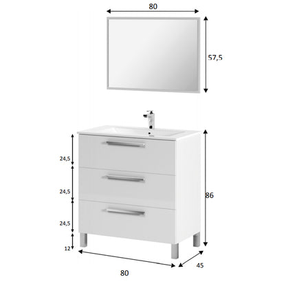 Mobile bagno sottolavabo Line completo di lavabo e specchio by CeramicStore | Lo specialista del tuo bagno
