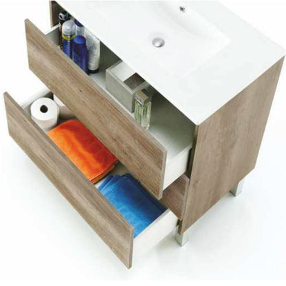 Mobile bagno Shibumi in melaminico 3 cassetti con lavabo e specchio by CeramicStore | Lo specialista del tuo bagno