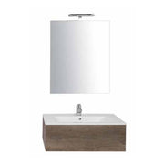 Mobile bagno sospeso in nobilitato Only con 1 cassetto top in ceramica e specchio. Colore Olmo naturale by CeramicStore | Lo specialista del tuo bagno