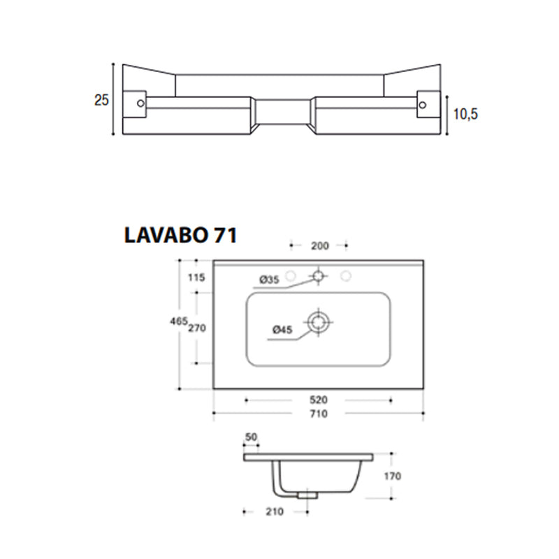 Mobile bagno sospeso in nobilitato Only con 1 cassetto top in ceramica e specchio. Colore Olmo naturale by CeramicStore | Lo specialista del tuo bagno