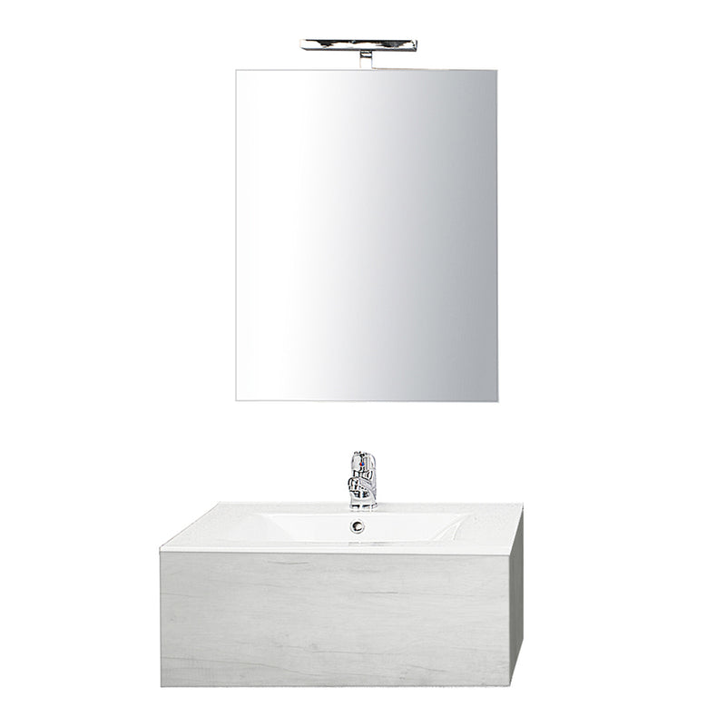 Mobile bagno sospeso Only in nobilitato con 1 cassetto top in ceramica e specchio filo lucido. Colore Olmo bianco by CeramicStore | Lo specialista del tuo bagno