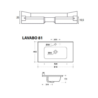 Mobile bagno sospeso Only in nobilitato con 1 cassetto top in ceramica e specchio filo lucido. Colore Olmo bianco by CeramicStore | Lo specialista del tuo bagno