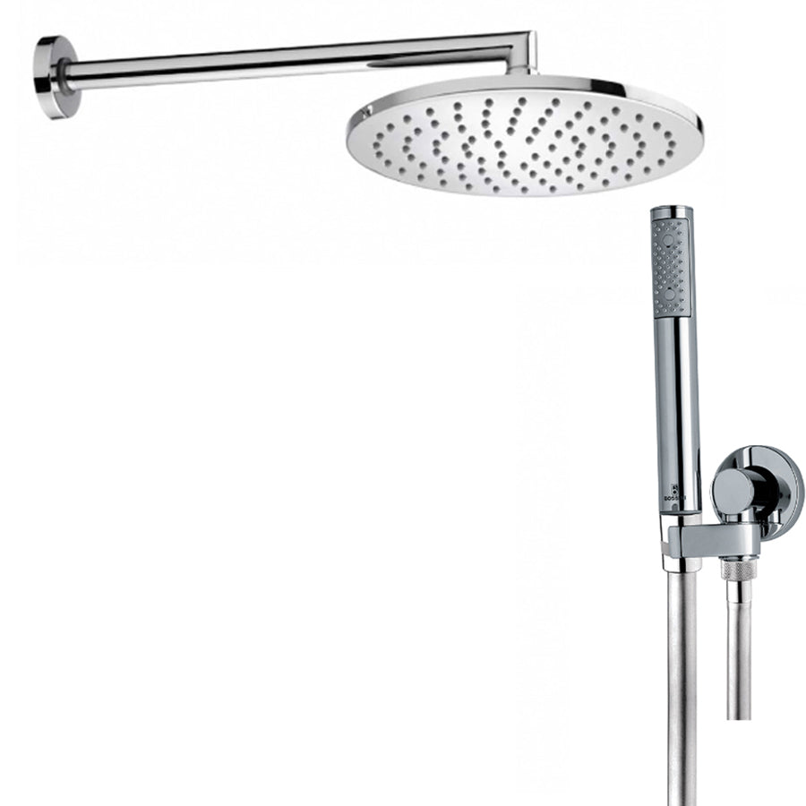 Soffione doccia diam. cm 23 in ottone Bossini Cosmo a un getto con kit duplex doccia Zen flessibile Cromolux by CeramicStore | Lo specialista del tuo bagno