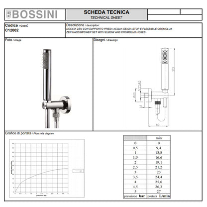 Soffione doccia diam. cm 23 in ottone Bossini Cosmo a un getto con kit duplex doccia Zen flessibile Cromolux by CeramicStore | Lo specialista del tuo bagno