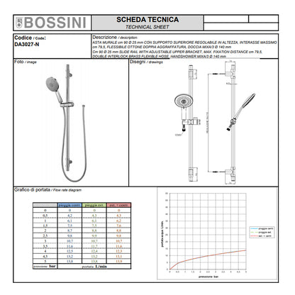 Bossini set doccia saliscendi con asta murale, doccia e flessibile by CeramicStore | Lo specialista del tuo bagno