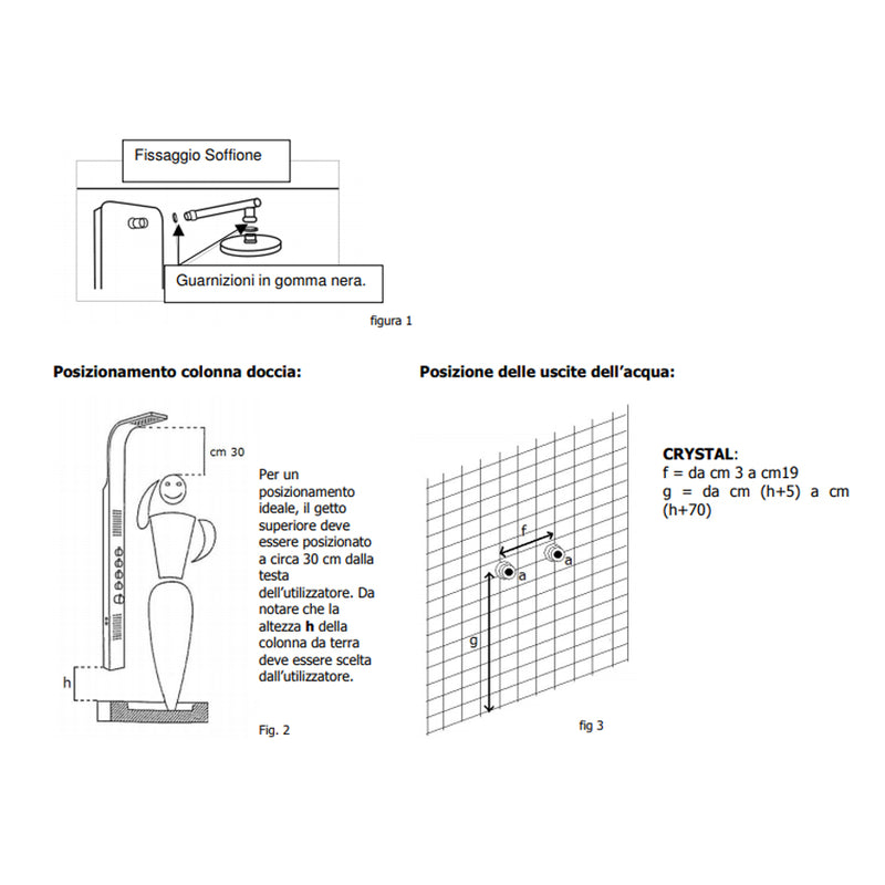 Parete doccia idroterapica multifunzione modello Crystal in vetro temperato e Pvc. Con soffione doccia, doccetta e getto orizzontale. Colore Bianco by CeramicStore | Lo specialista del tuo bagno