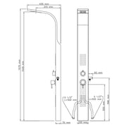 Parete doccia multifunzione modello Loira in acciaio inox spazzolato. Con soffione doccia, doccetta e getto orizzontale. by CeramicStore | Lo specialista del tuo bagno