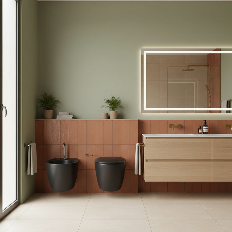 Sanitari sospesi moderni Domus Falerii Mascalzone profondità cm 35x48 color Pirate Black