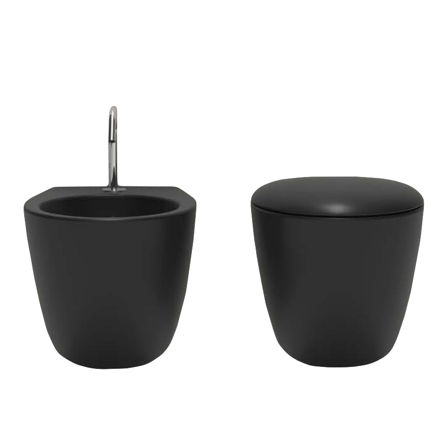 Sanitari sospesi moderni Domus Falerii Mascalzone profondità cm 35x48 color Pirate Black