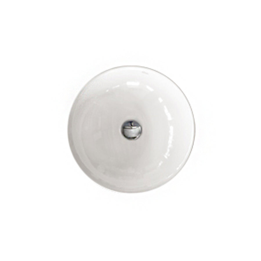 Lavabo tondo per installazione d'appoggio in ceramica bianca. Althea modello Tecno. Misure cm 40x40