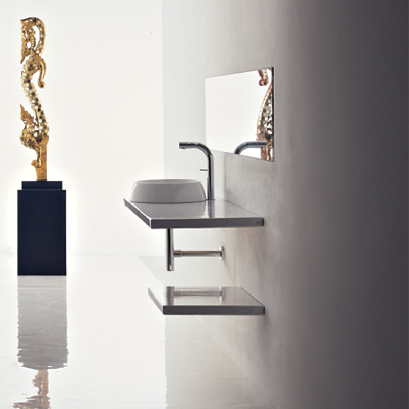 Lavandino tondo in ceramica bianca di Althea modello Kali. Installazione da appoggio. Misure cm 40x40