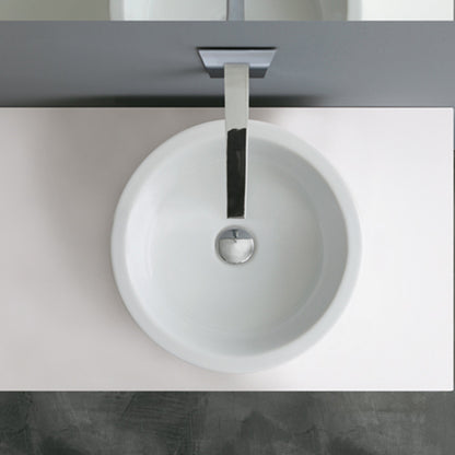 Lavandino tondo in ceramica bianca di Althea modello Kali. Installazione da appoggio. Misure cm 40x40