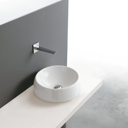 Lavandino tondo in ceramica bianca di Althea modello Kali. Installazione da appoggio. Misure cm 40x40