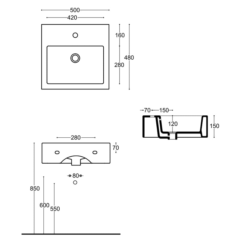 Lavabo da appoggio Althea modello Ios - misura cm 50x48