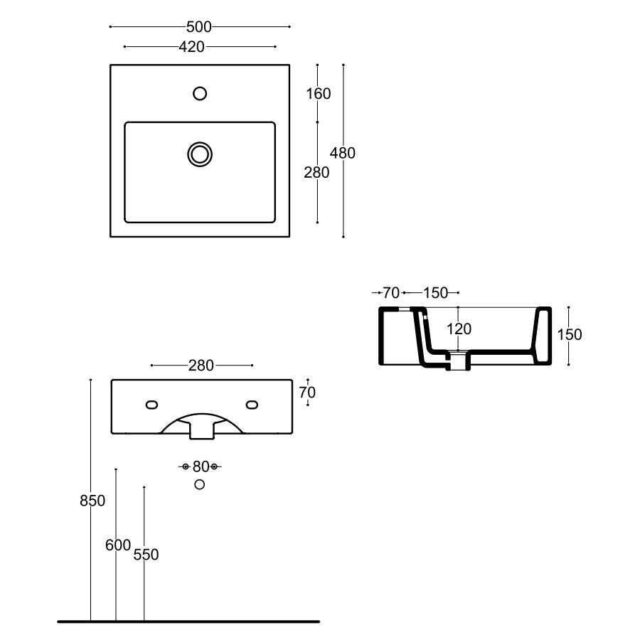 Lavabo da appoggio Althea modello Ios - misura cm 50x48