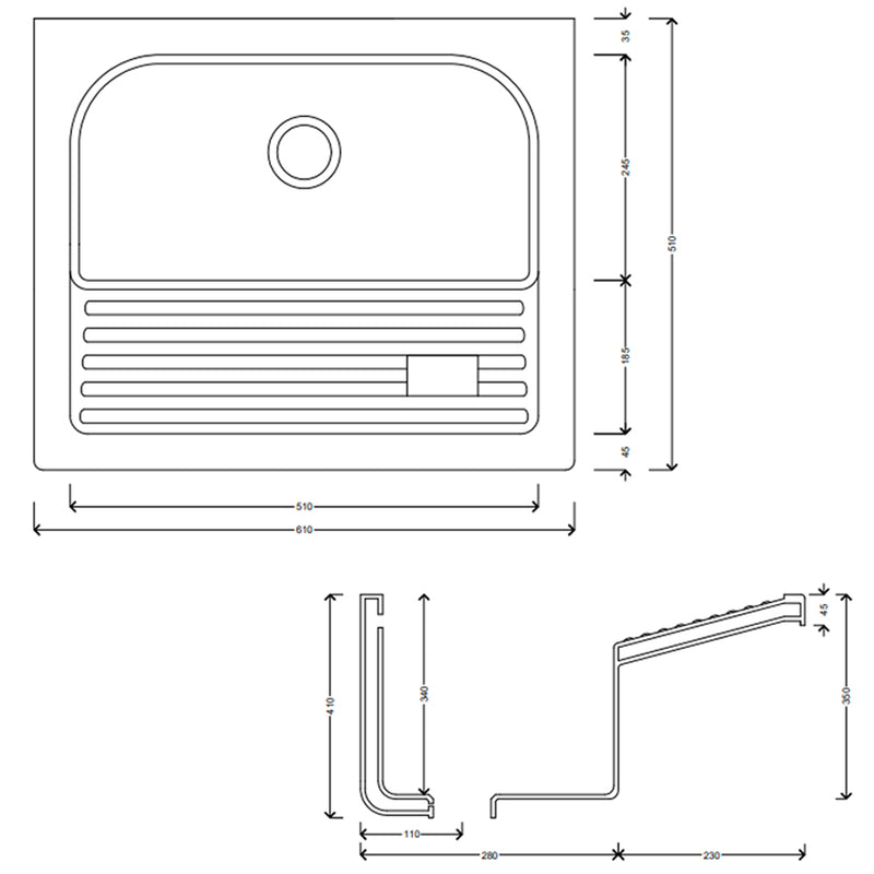 Lavatoio BathCore in ceramica bianca con foro troppo pieno. Con strizzatoio integrato per installazione a incasso by CeramicStore | Lo specialista del tuo bagno