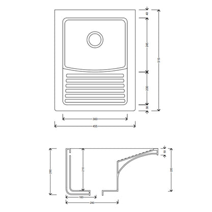 Lavatoio in ceramica bianca con foro troppo pieno. Con strizzatoio integrato Misure cm45,5x51,5x26h by CeramicStore | Lo specialista del tuo bagno