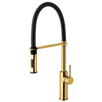 Miscelatore lavello alto in ottone con speciale rifinitura Honey Gold Spazzolato. Doccia in Abs colore Nero Opaco. Paffoni Light Exclusive Edition by CeramicStore | Lo specialista del tuo bagno