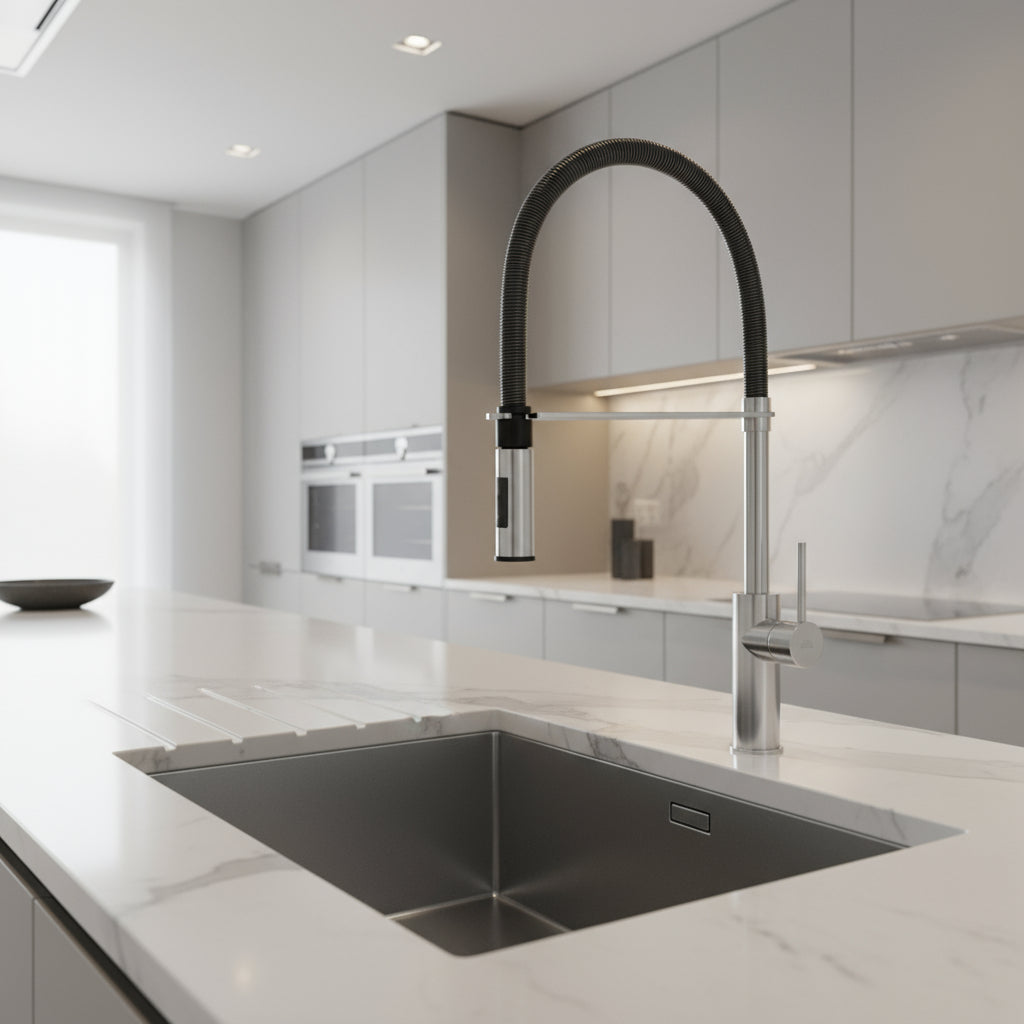 Miscelatore cucina alto Paffoni Light Exclusive Edition Steel Looking e Nero Opaco by CeramicStore | Lo specialista del tuo bagno