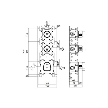Corpo incasso per miscelatori vasca serie Modular Box modello MDBOX018 Paffoni by CeramicStore | Lo specialista del tuo bagno