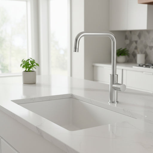 Miscelatore cucina in acciaio Inox 316L Satinato modello Kitchen leva liscia di Tubico by CeramicStore | Lo specialista del tuo bagno