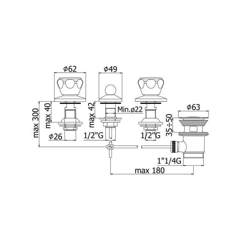 Batteria Bidet 3 Fori Con Scarico serie Danubio modello DA116CR Cromo Paffoni by CeramicStore | Lo specialista del tuo bagno