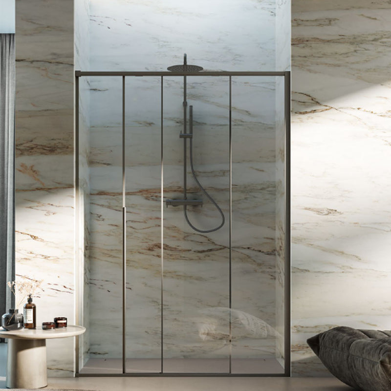 Porta doccia scorrevole Prestige cm 150 in cristallo da 6 mm e profilo minimale in alluminio colore Tortora. Versione Destra by CeramicStore | Lo specialista del tuo bagno