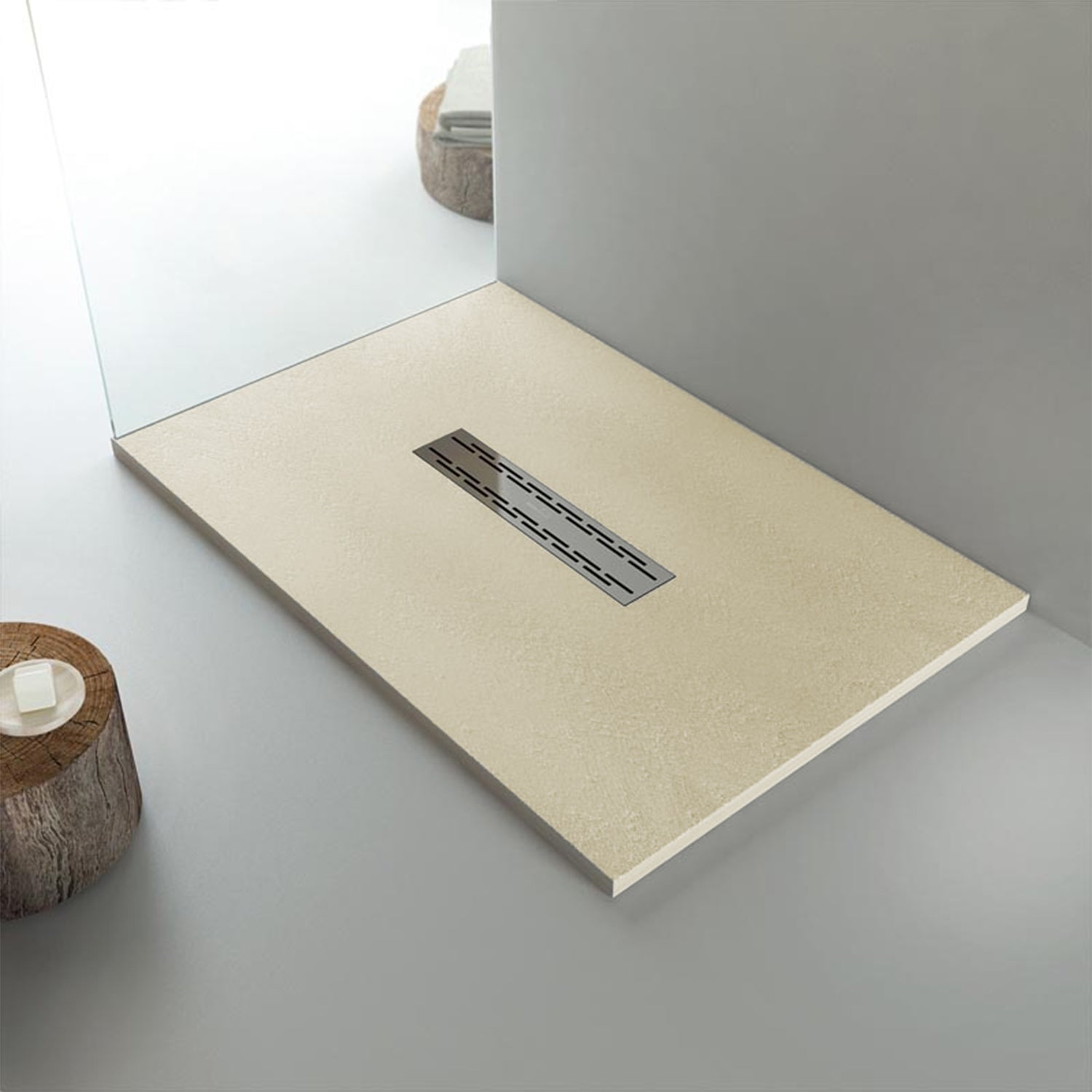 VERSIONE OUTLET - Piatto Doccia 70X110 effetto cemento realizzato in marmo resina Relax Design Rocky Lux - Beige by CeramicStore | Lo specialista del tuo bagno